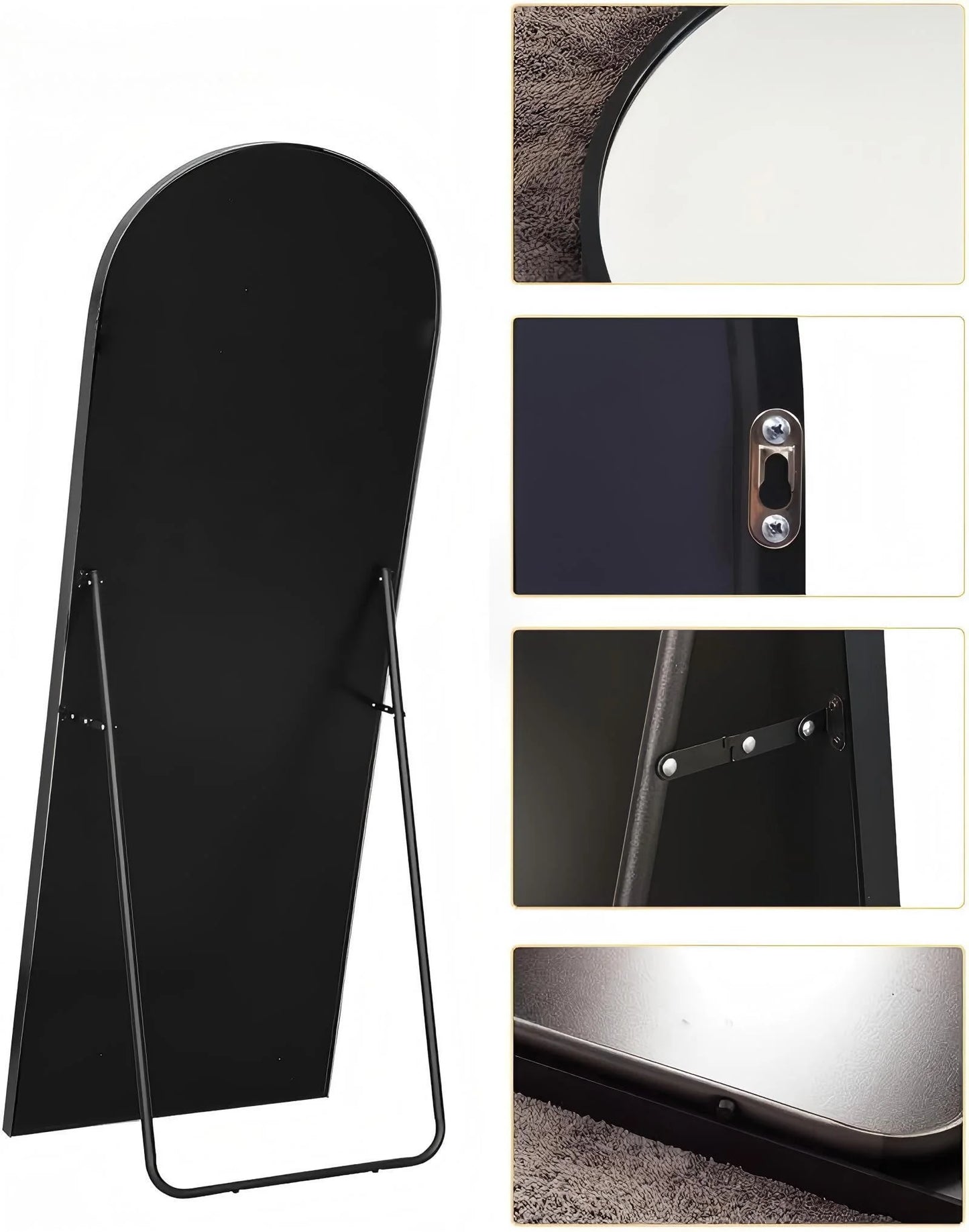 71"X27.1" Arch Full Length Mirror Oversized Floor Mirrors for Standing Leaning, Black