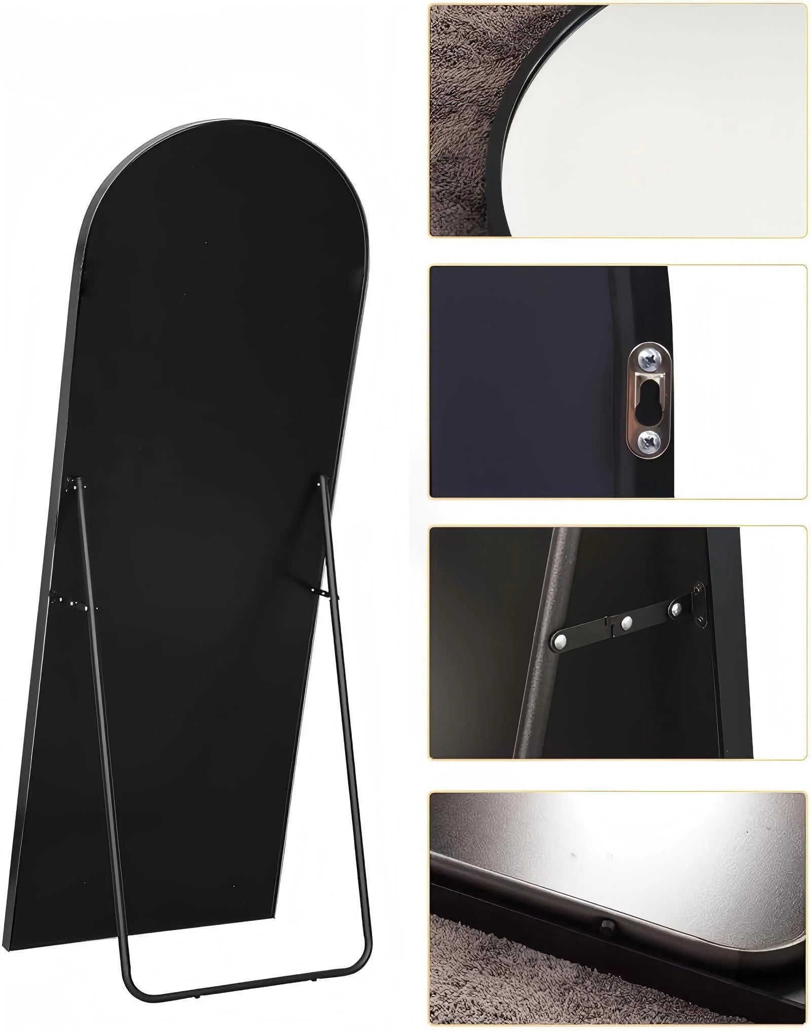 71"X27.1" Arch Full Length Mirror Oversized Floor Mirrors for Standing Leaning, Black