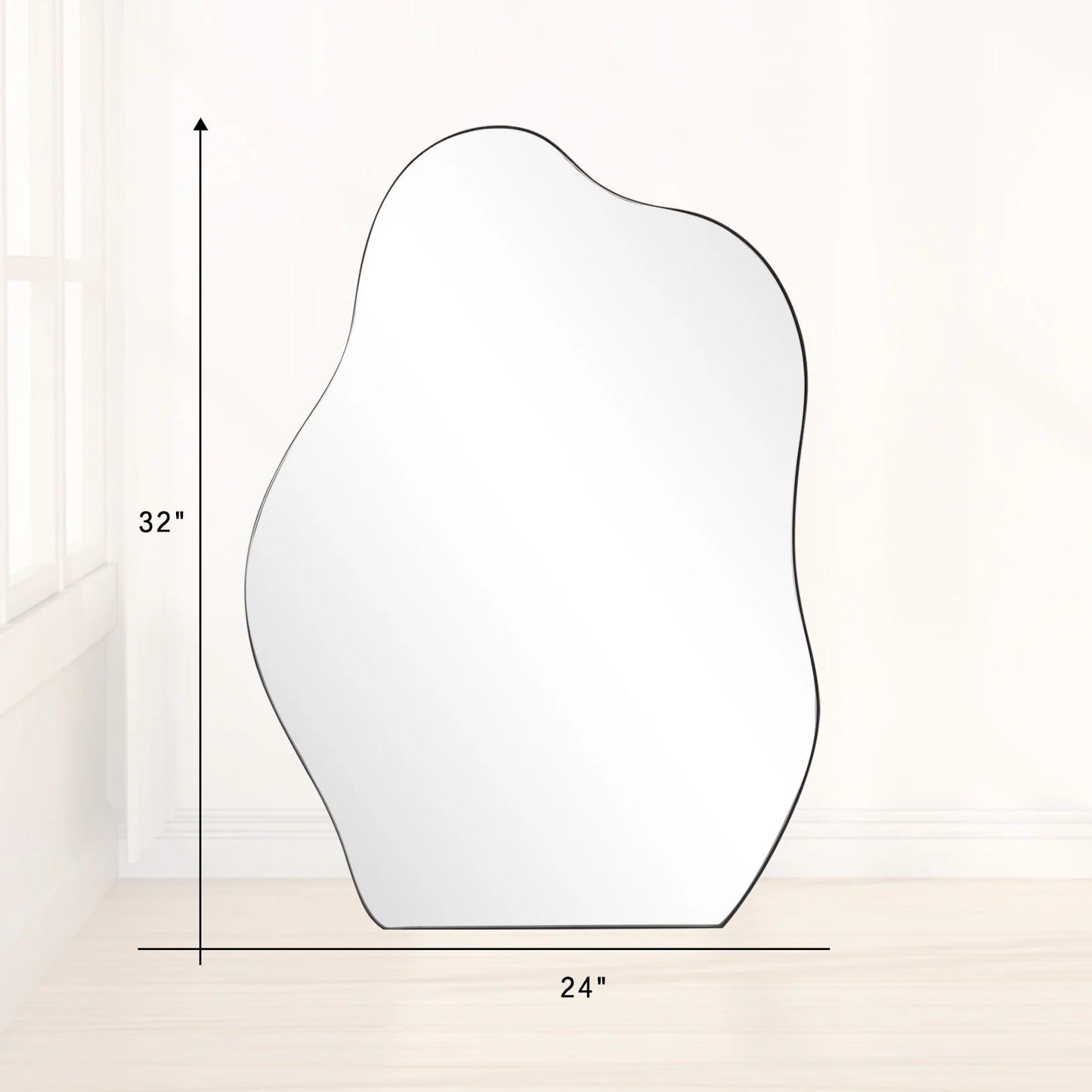 24" X 32" Vanity Mirror Wall Wavy Mirror Bathroom Mirror Decor , Black