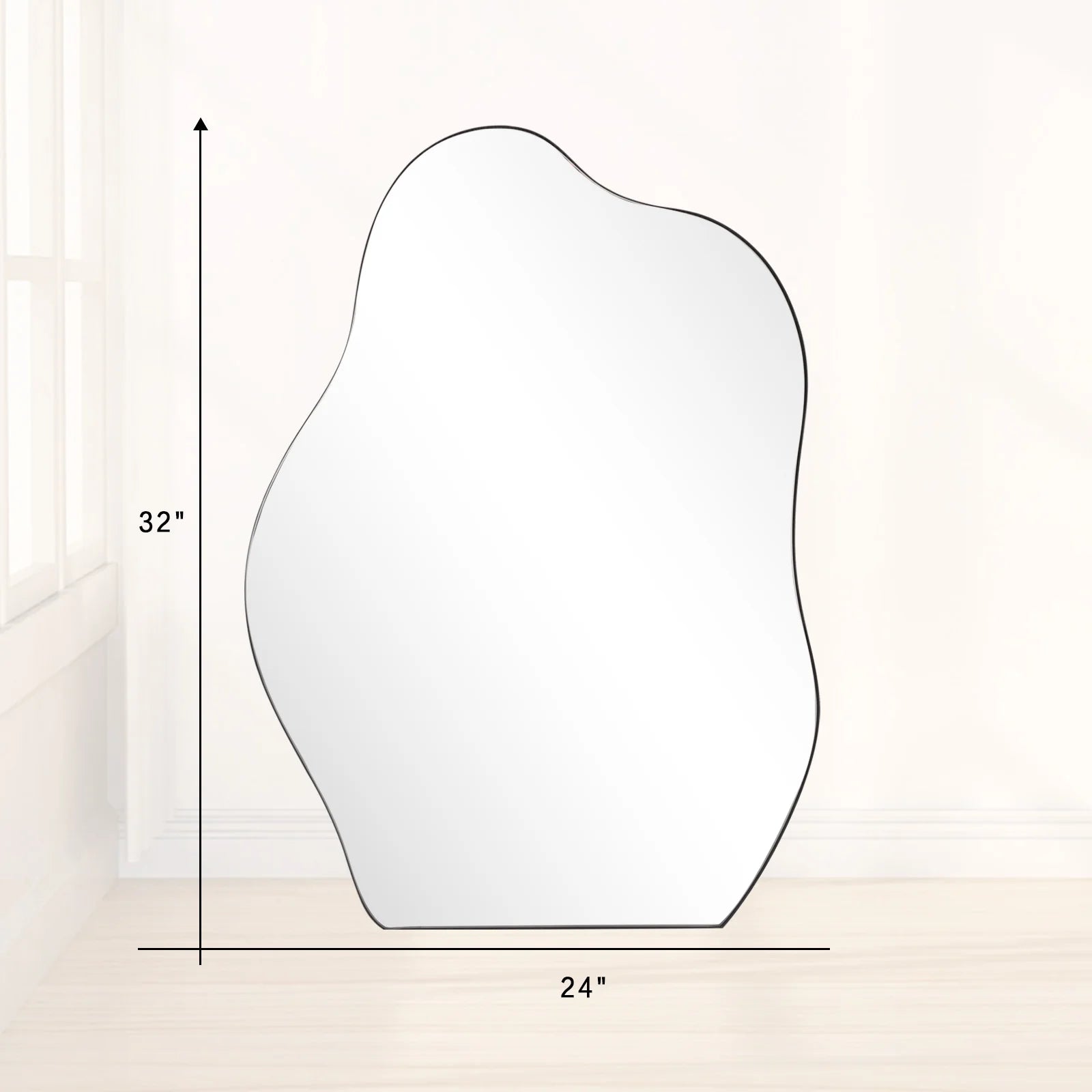 24" X 32" Vanity Mirror Wall Wavy Mirror Bathroom Mirror Decor , Black