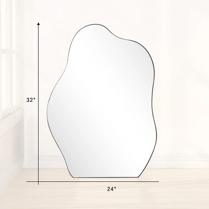 24" X 32" Vanity Mirror Wall Wavy Mirror Bathroom Mirror Decor , Black