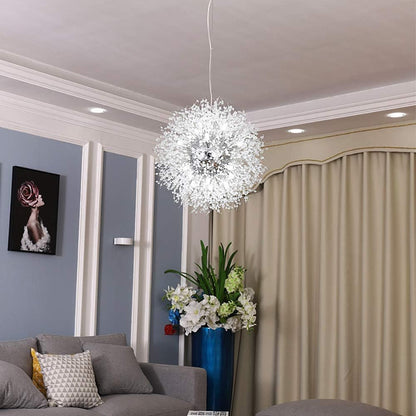 Modern Crystal Chandeliers, Chrome Firework Dandelion Sputnik Chandelier Light Fixture Pendant Lighting for Dining Room, Bedroom, Kitchen, Living Room(16-Light, Chrome)
