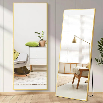 Full Length Mirror with Stand, Floor Mirror with Frame, Full Body Mirrors, Free Standing or Wall-Mounted Mirrors for Living Room
