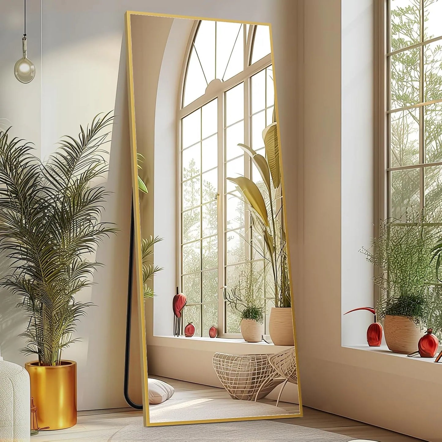 Full Length Mirror with Stand, Floor Mirror with Frame, Full Body Mirrors, Free Standing or Wall-Mounted Mirrors for Living Room