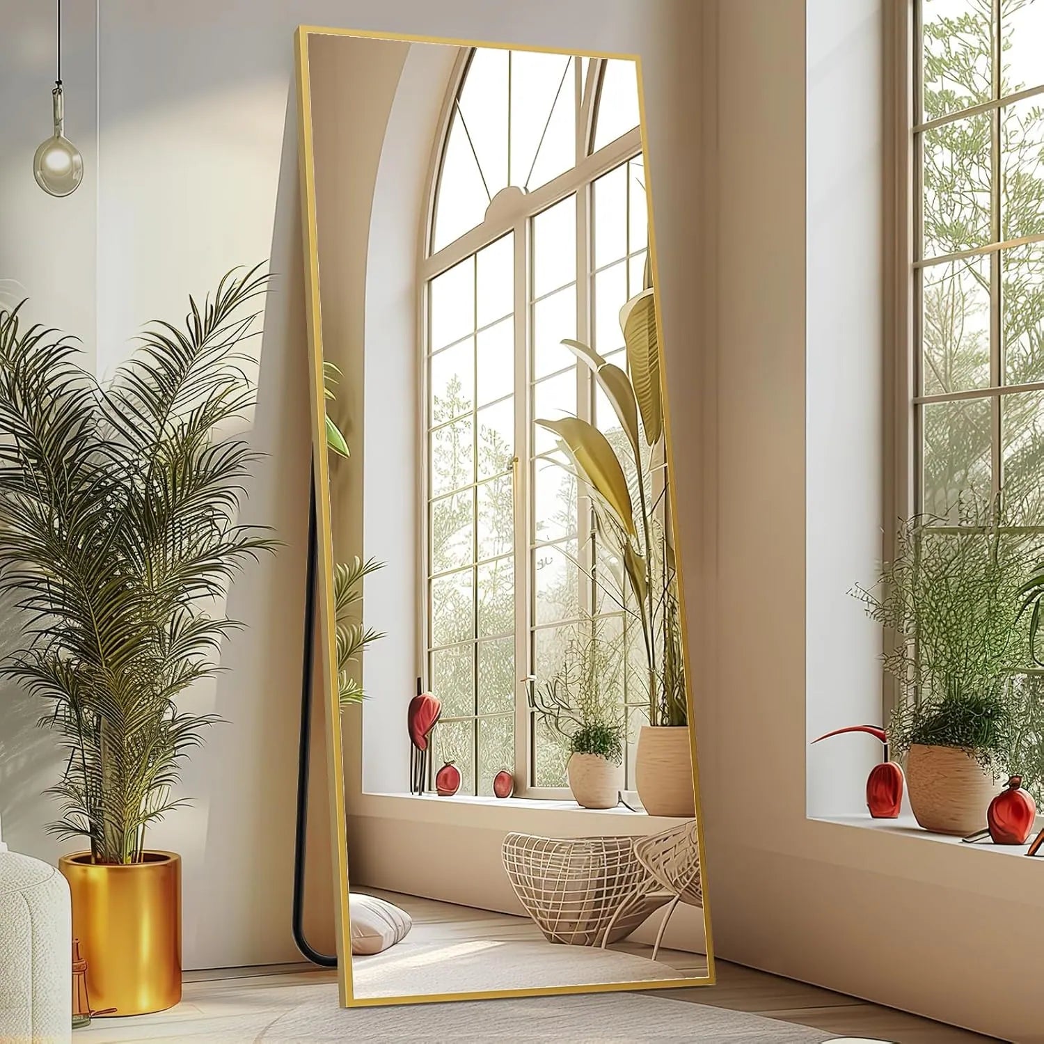 Full Length Mirror with Stand, Floor Mirror with Frame, Full Body Mirrors, Free Standing or Wall-Mounted Mirrors for Living Room