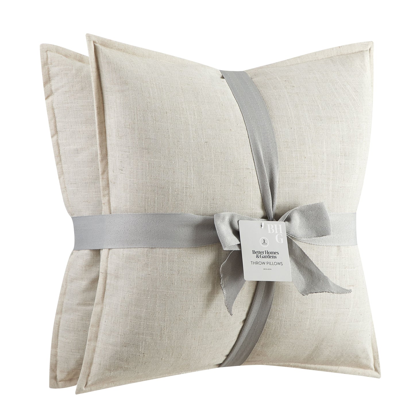 20"X20" 2-Pack Linen Decorative Pillows, Papyrus Beige