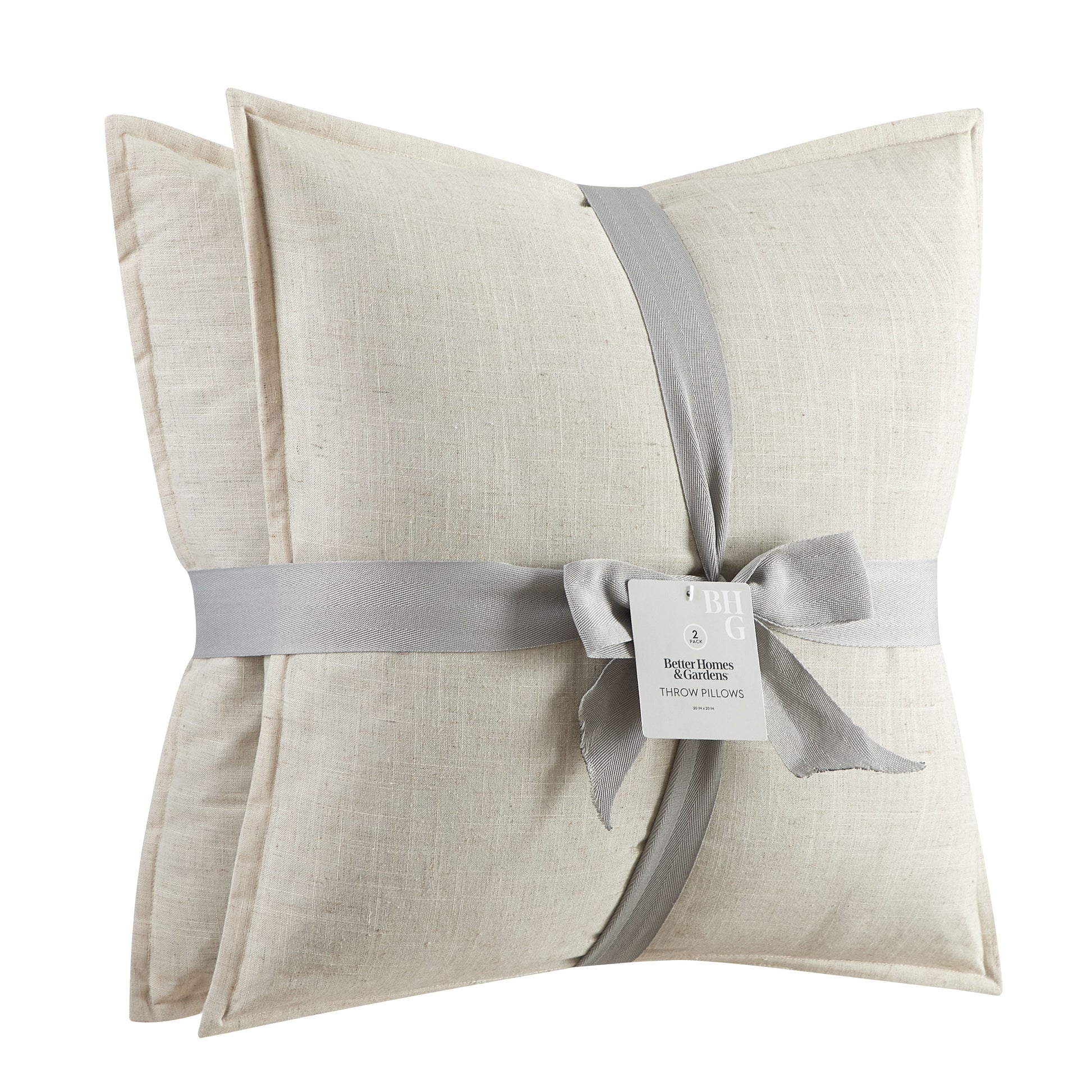 20"X20" 2-Pack Linen Decorative Pillows, Papyrus Beige