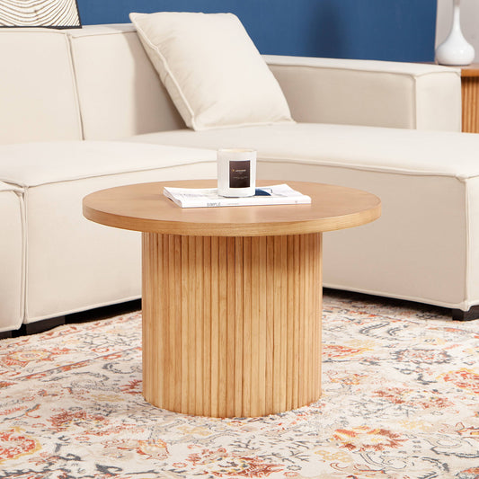 Farmhouse round Pedestal Coffee Table Solid Wood Coffee Table Modern Accent Table Rustic Center Table for Living Room