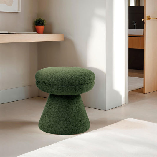 Thia Modern 17.5" Upholstered Mushroom-Shape Design Stool, Green