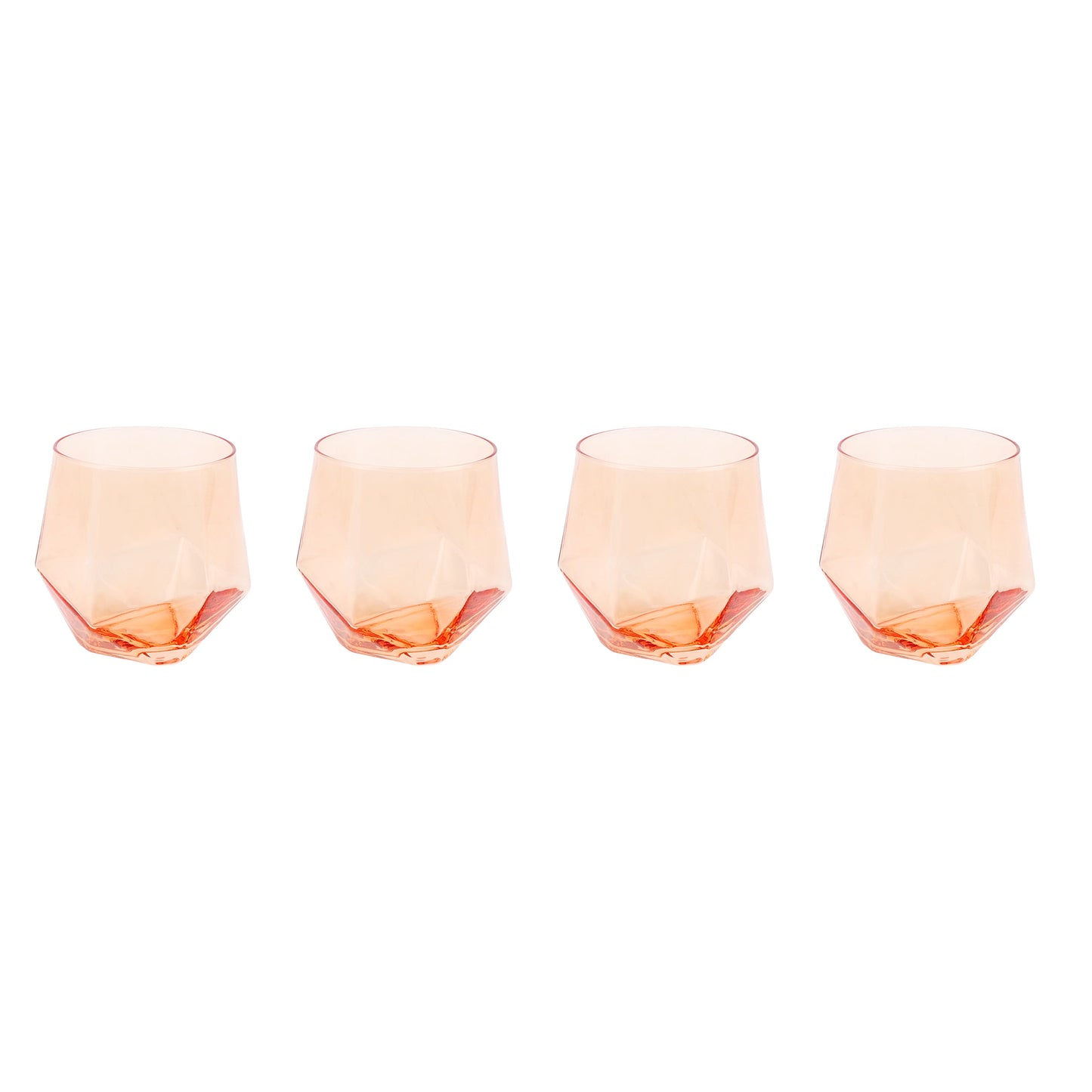 Just Feed Me by  4-Piece 15-Ounce Stemless Wine Glass Set, Peach Amber
