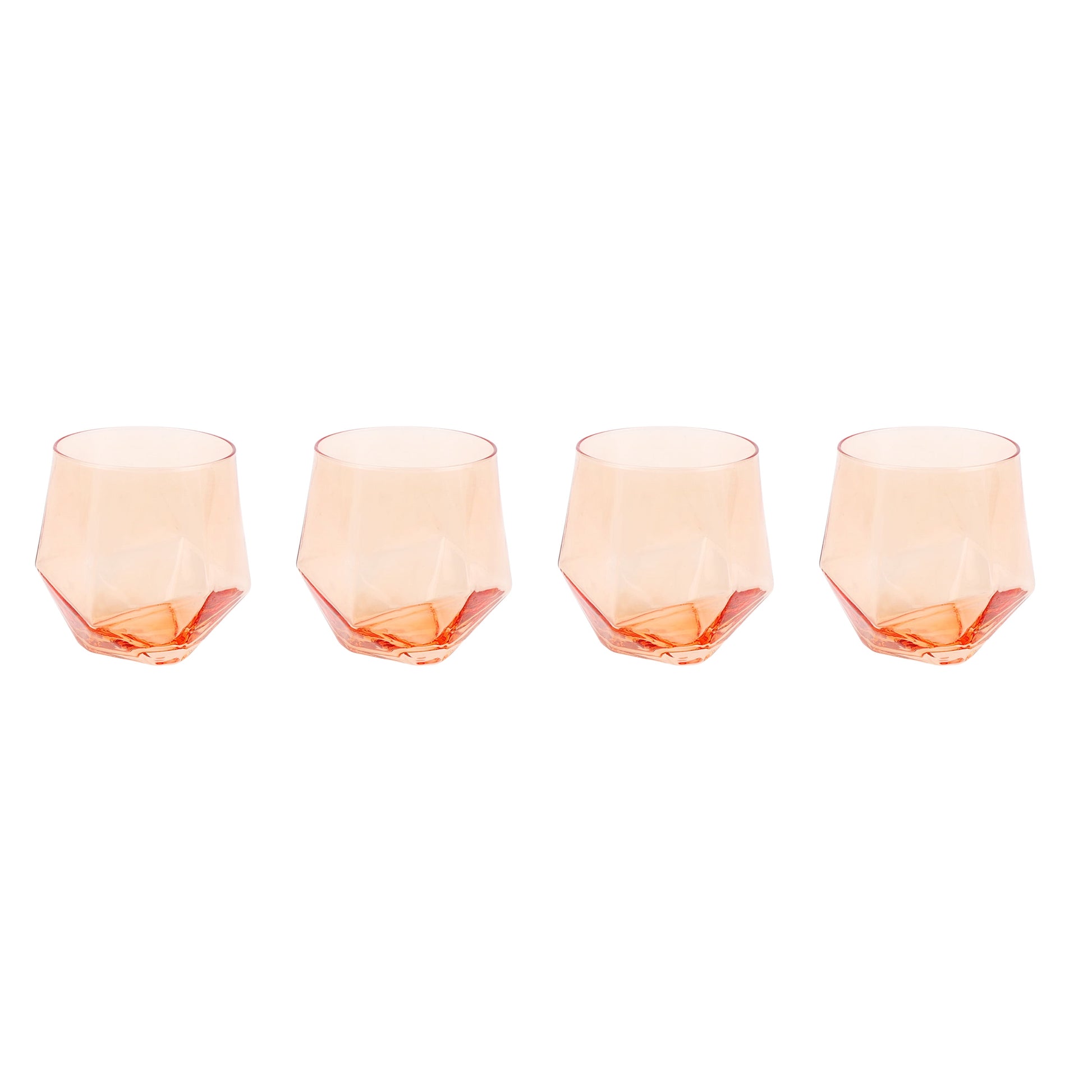 Just Feed Me by  4-Piece 15-Ounce Stemless Wine Glass Set, Peach Amber