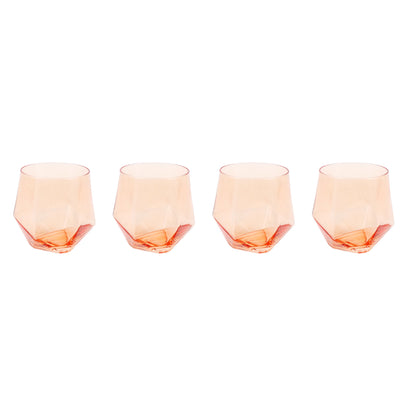Just Feed Me by  4-Piece 15-Ounce Stemless Wine Glass Set, Peach Amber