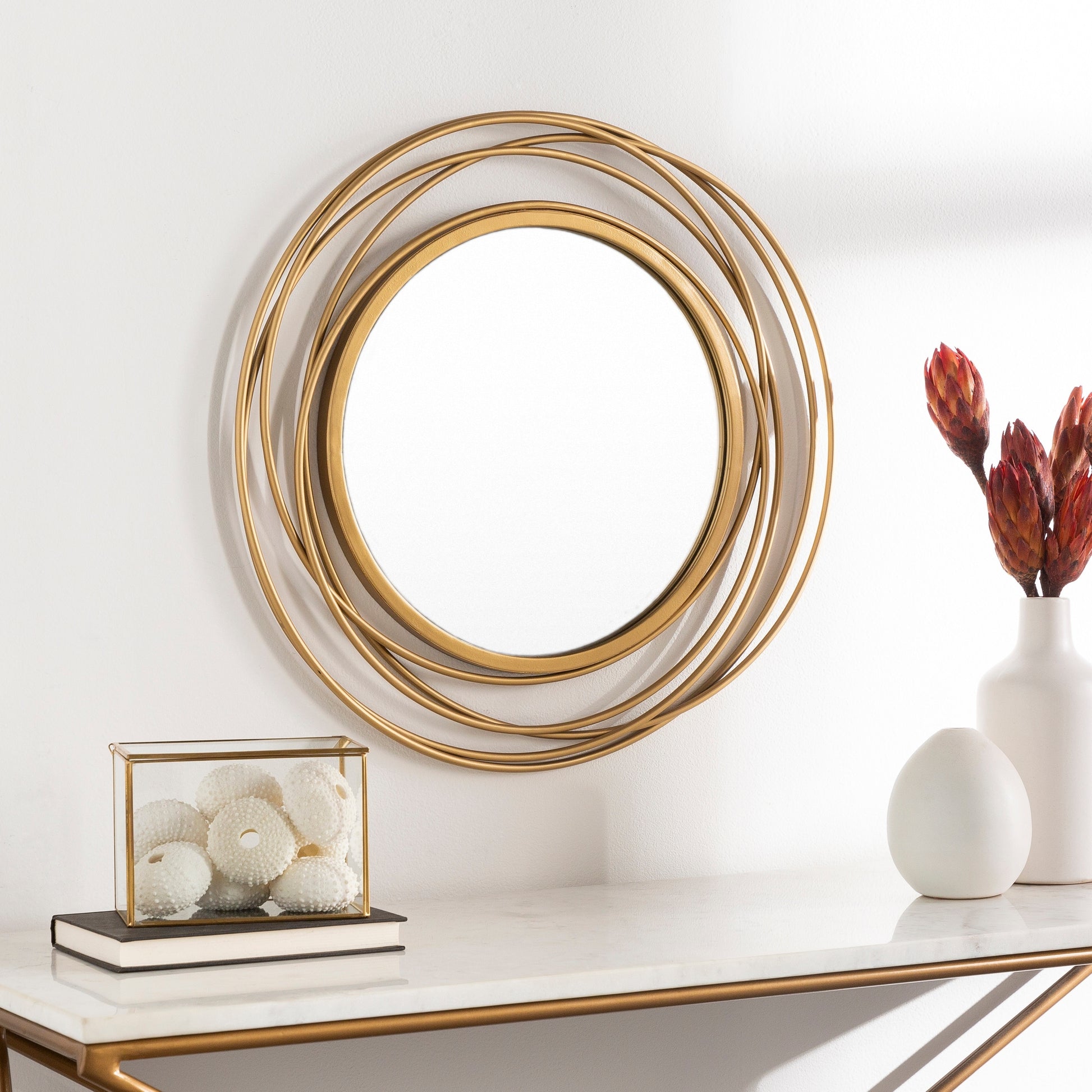 Kindra Modern Circles Golden round Mirror