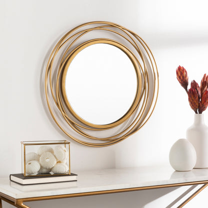 Kindra Modern Circles Golden round Mirror