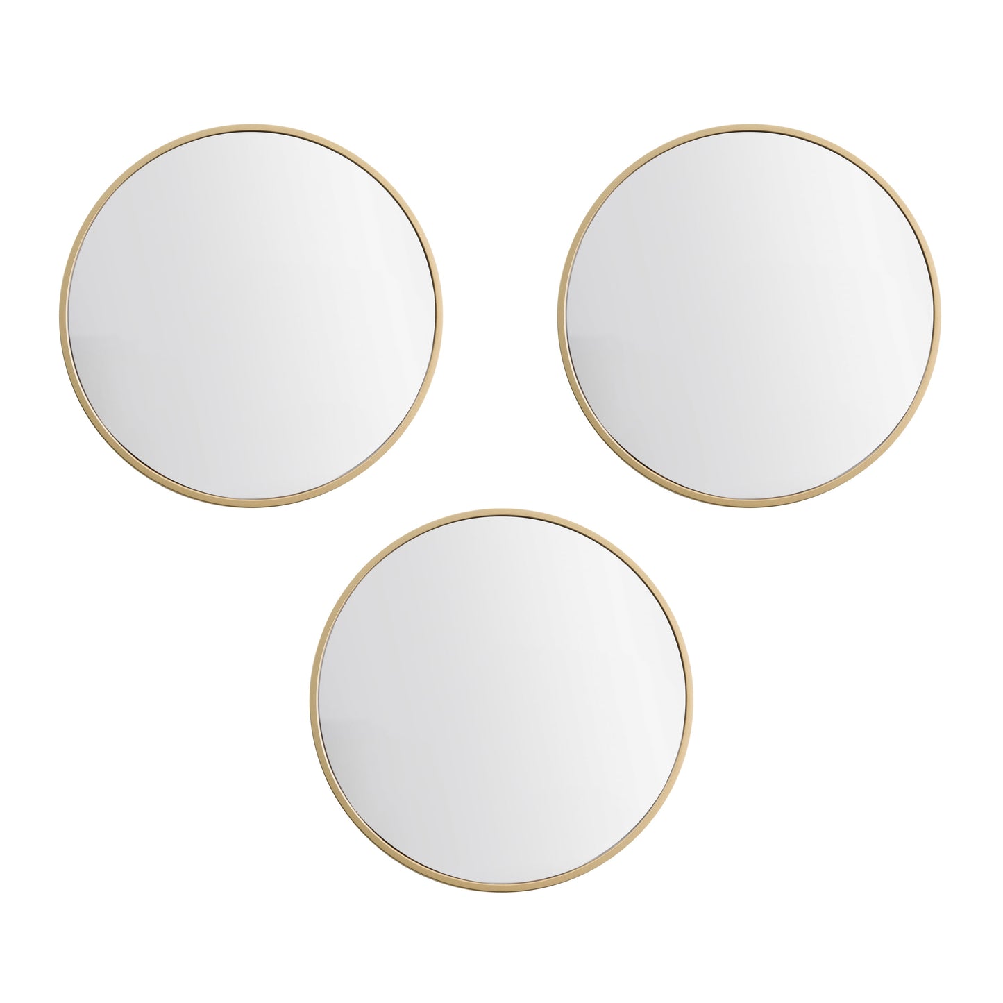 Gold round Small Decorative Wall Mirror Set, Set of 3 Multipack Mirrors