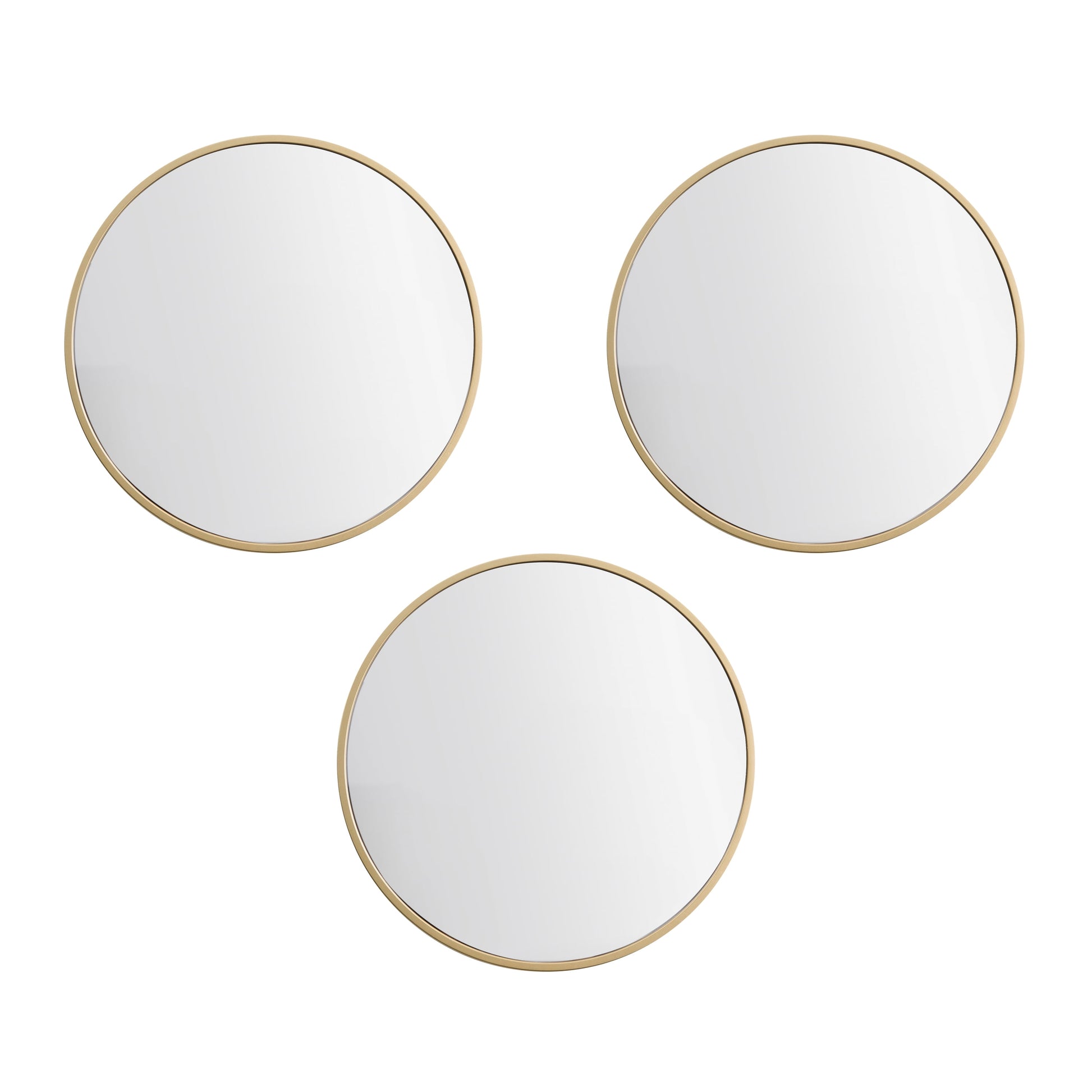 Gold round Small Decorative Wall Mirror Set, Set of 3 Multipack Mirrors