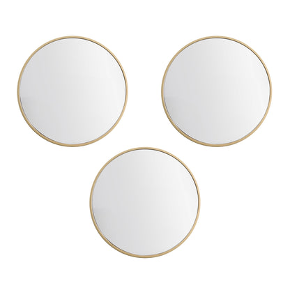 Gold round Small Decorative Wall Mirror Set, Set of 3 Multipack Mirrors