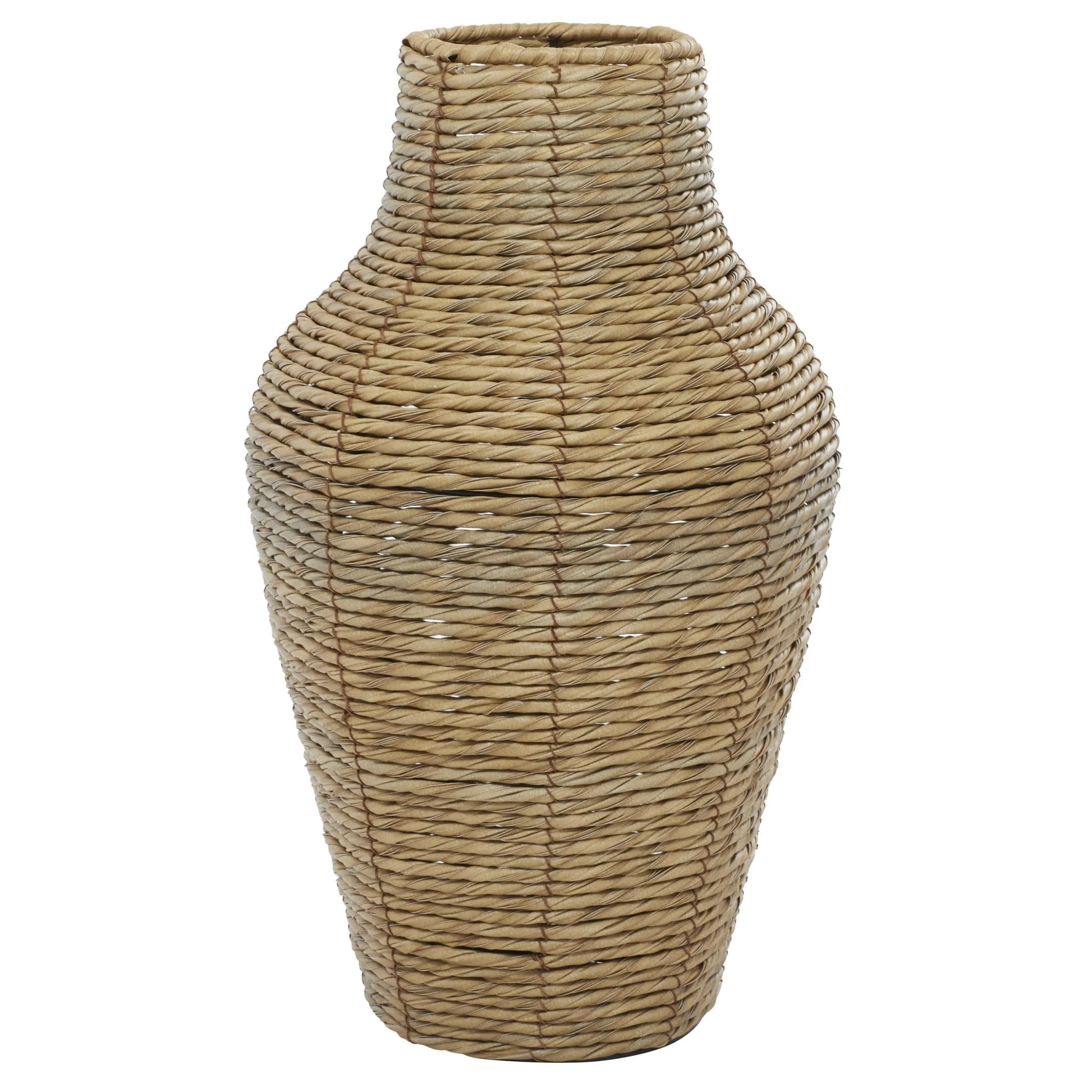 18" Handmade Tall Woven Floor Brown Faux Seagrass Vase