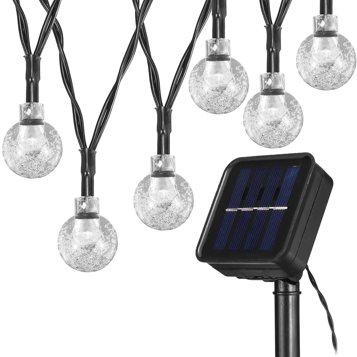 21Ft 30 LED Solar Fairy String Lights, Outdoor Pathway Landscape Night Lights Garden Crystal Ball Decorative Wall Lights Waterproof for Home Garden, Patio, Yard, Home Decoration