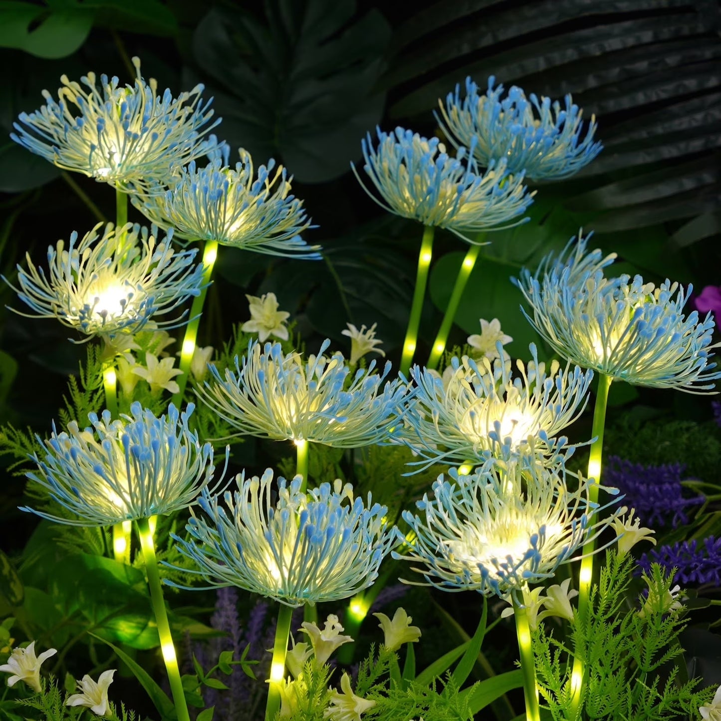 Blue Flower Solar Garden Lights Outdoor, Fairy Waterproof Solar Lights for Yard Pathway Patio Outdoor Decor