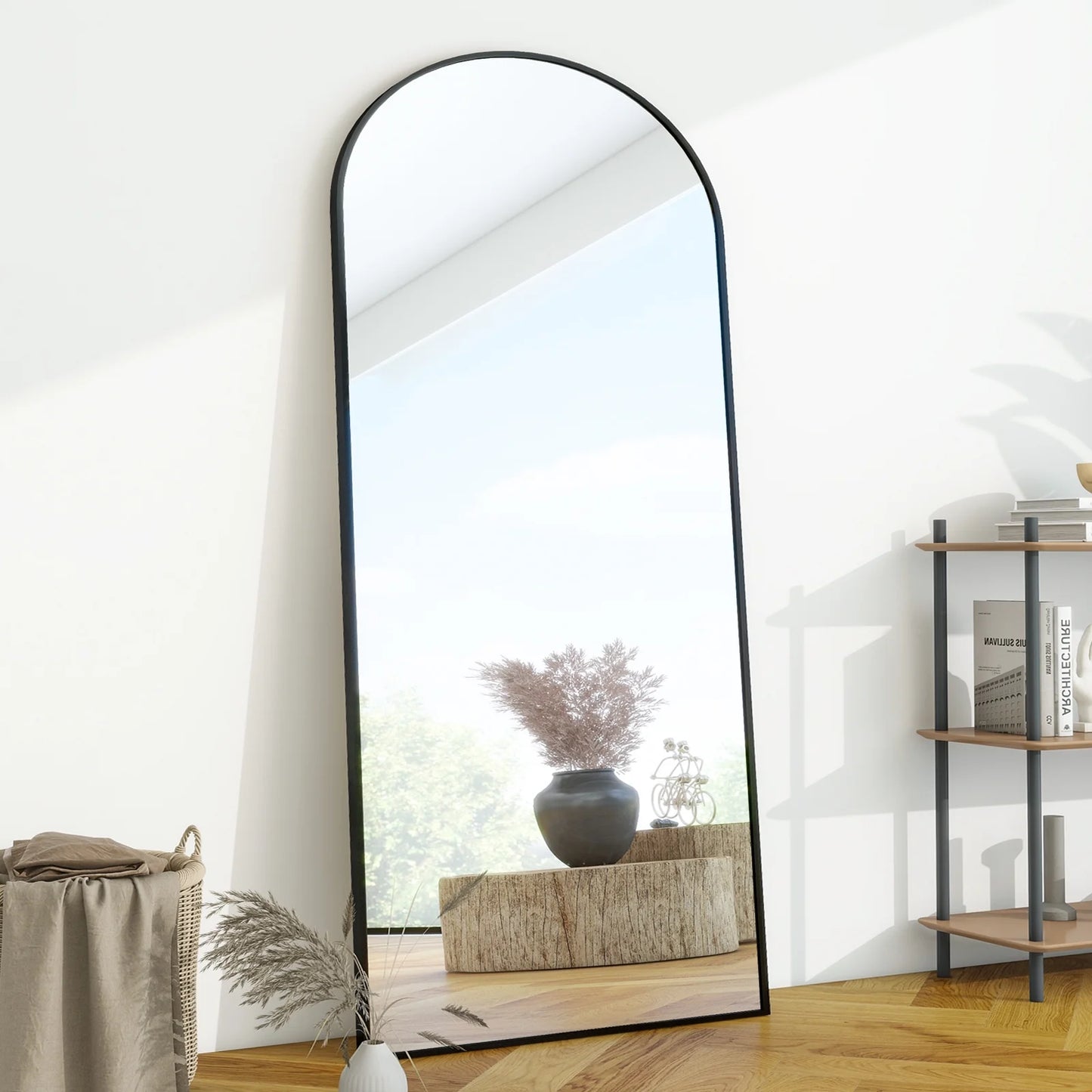 71"X27.1" Arch Full Length Mirror Oversized Floor Mirrors for Standing Leaning, Black