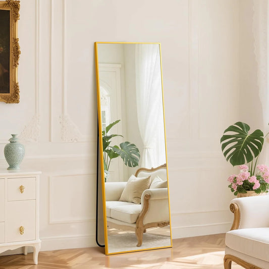 Full Length Mirror with Stand, Floor Mirror with Frame, Full Body Mirrors, Free Standing or Wall-Mounted Mirrors for Living Room
