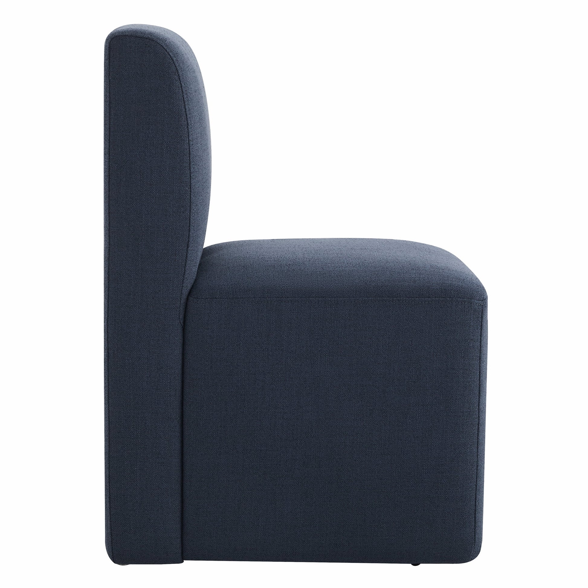 Upholstered Dining Chairs with Casters Set of 2,Modern Armless Accent Chair with Wheels for Bedroom Reading Room Living Room, Blue Fabric