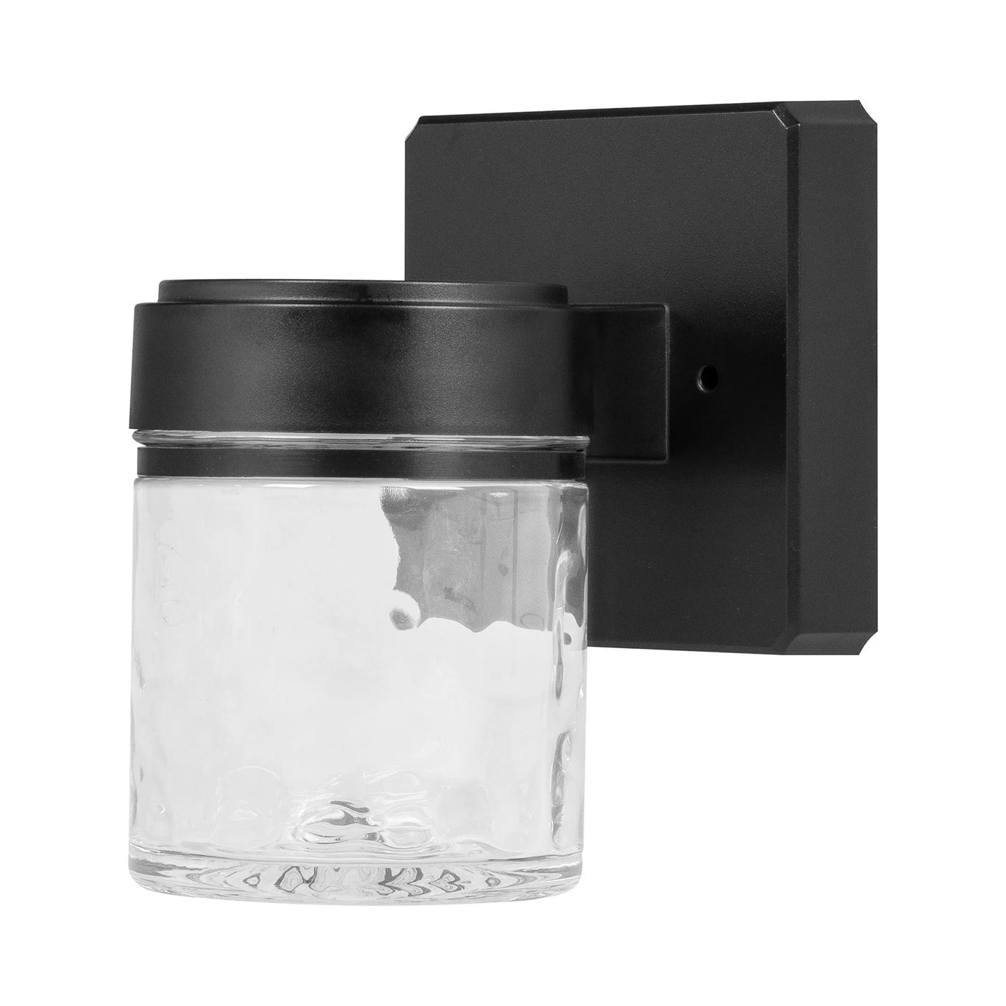 (2 Pack)  6" Outdoor Black Integrated LED Wall Light, Glass Shade, 110° Beam Angle, 140° Beam Spread