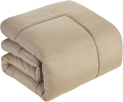 down Alternative Comforter All Season Warmth Luxurious Plush Loft Microfiber Fill Duvet Insert Bedding, Full, Taupe