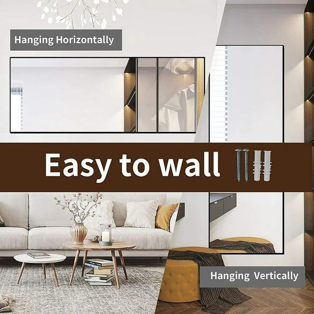 76"X34" Oversized Full Length Mirror Rectangle Wall Mirror Floor Mirrors for Leaning, Black