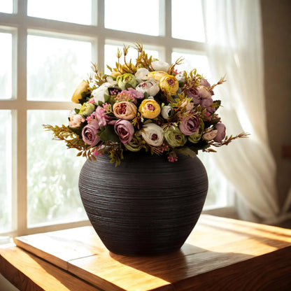 Modern Black Ceramic Vase Set: Nordic Minimalist Table & Floor Decor
