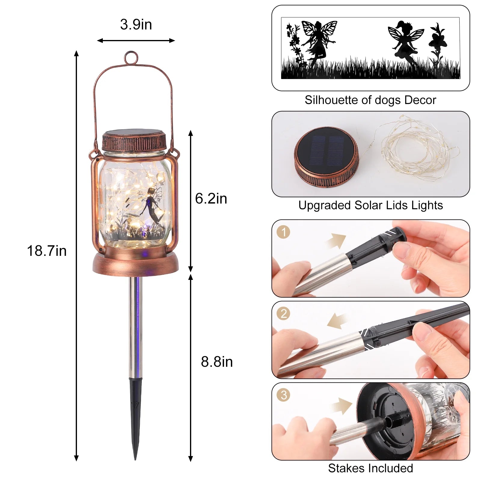 Hanging Solar Lantern, Outdoor Hanging Lantern Waterproof, 2 Pcs