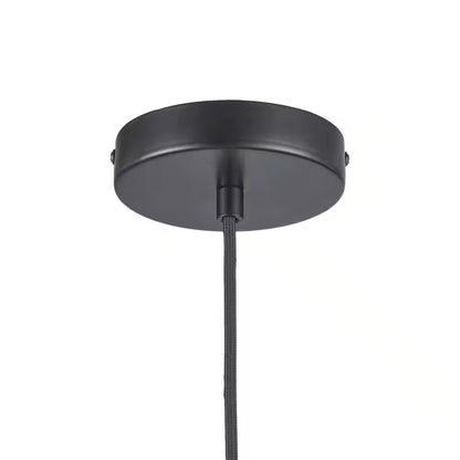 1-Light Black Pendant Light Fixture with Natural Woven Rattan Basket Shade
