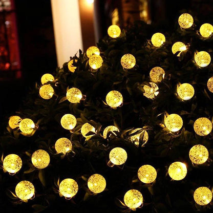 21Ft 30 LED Solar Fairy String Lights, Outdoor Pathway Landscape Night Lights Garden Crystal Ball Decorative Wall Lights Waterproof for Home Garden, Patio, Yard, Home Decoration