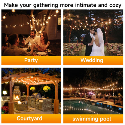 Solar Outdoor String Lights, 100Ft Waterproof Patio Lights with Remote, 50 LED Bulbs, 8 Lighting Modes, for Yard Outside