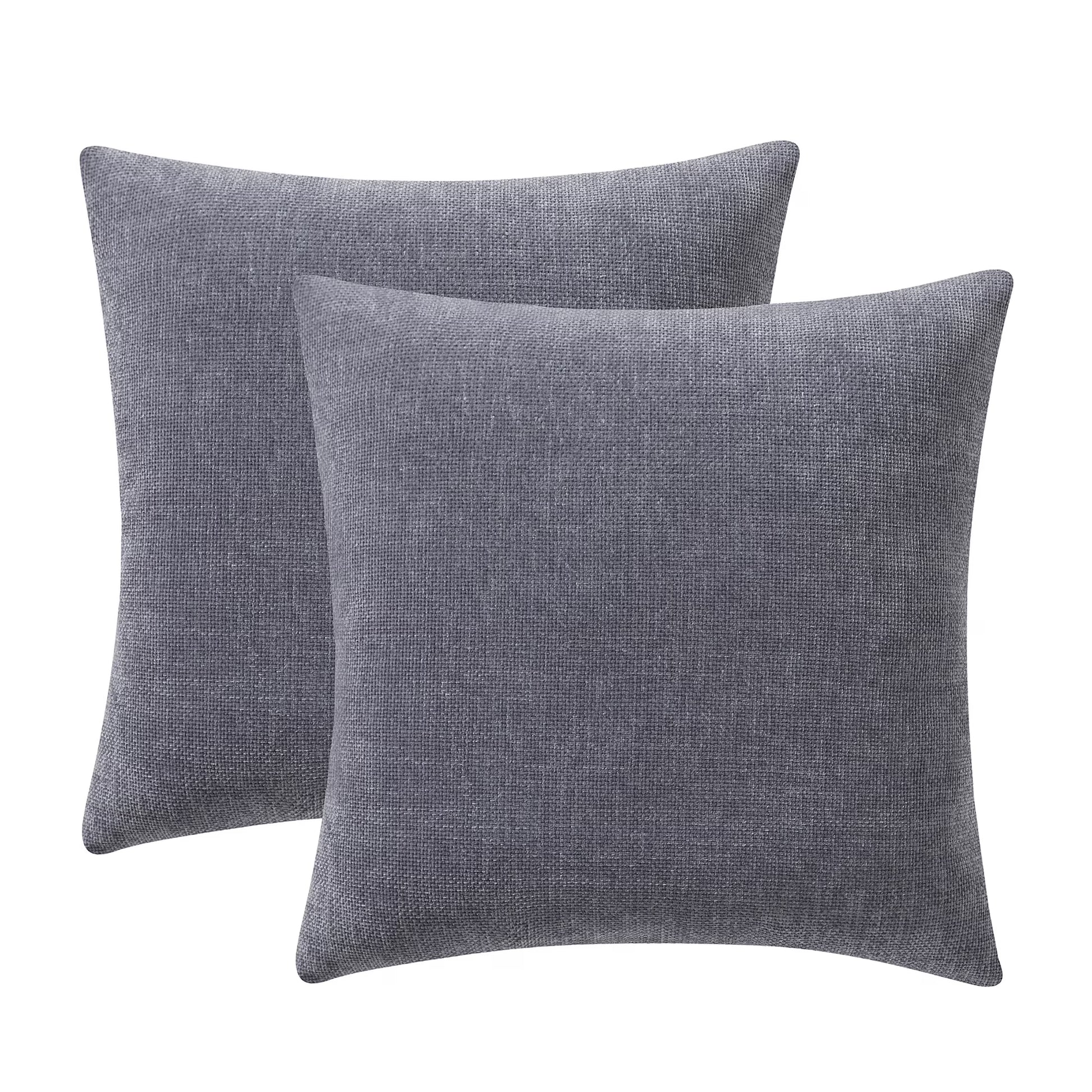Solid Chenille Decorative Throw Pillow Set, Grey, 18" X 18", 2 Pieces