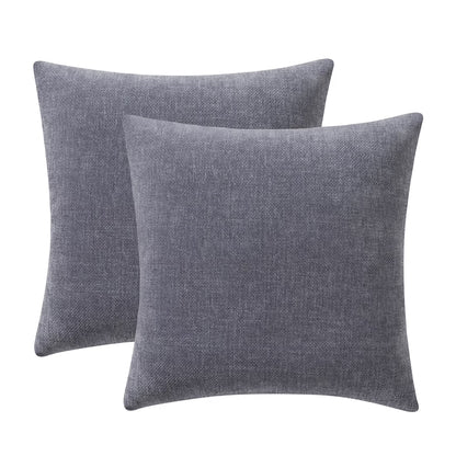 Solid Chenille Decorative Throw Pillow Set, Grey, 18" X 18", 2 Pieces