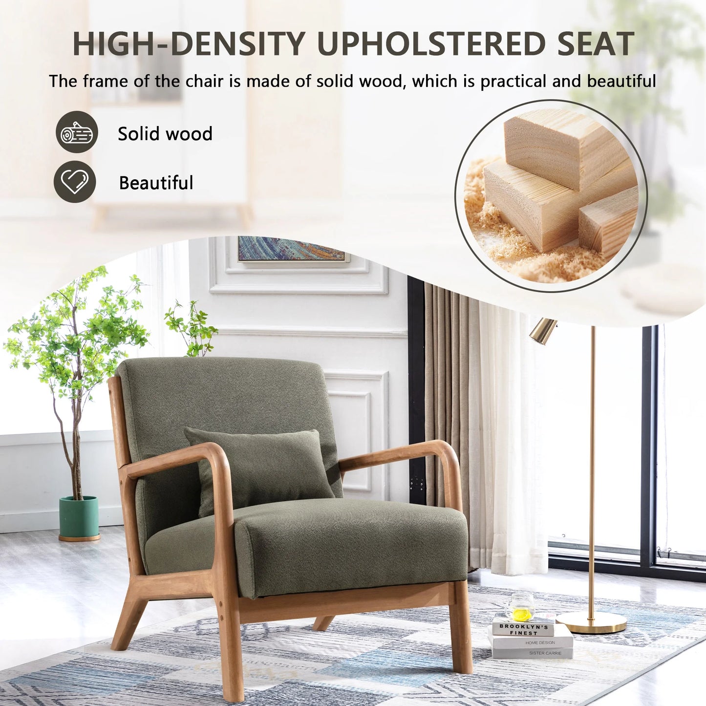 Mid Century Modern Accent Chair, Green