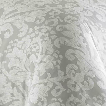 Camden 3-Piece Gray Floral Cotton Full/Queen Duvet Cover Set