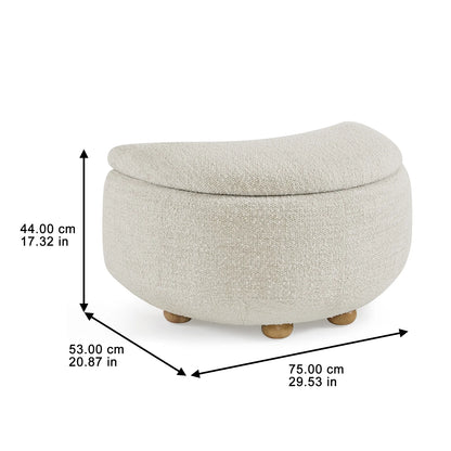 Juliet Modern Boucle Chaise & Storage Ottoman, Pearl