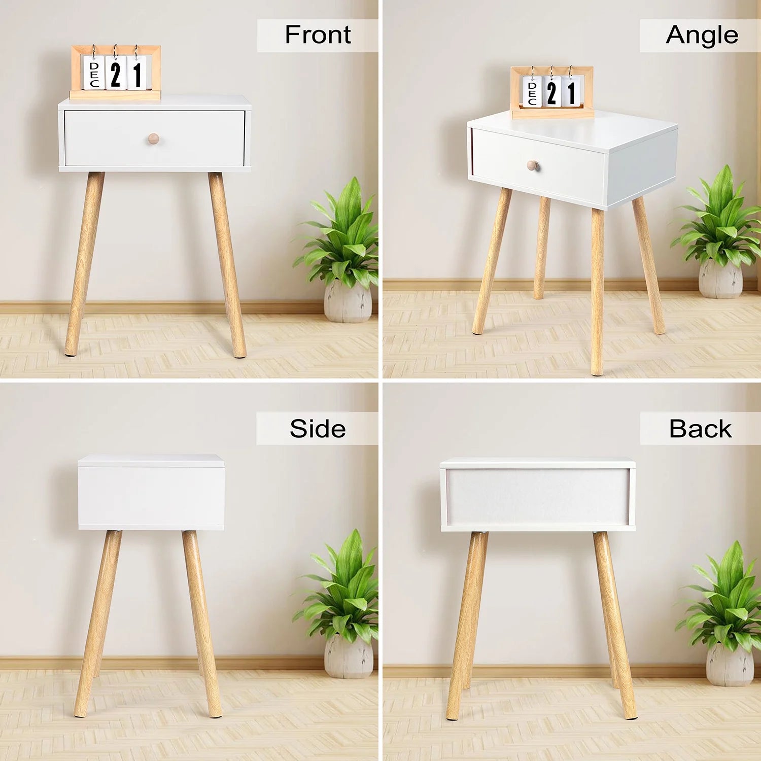 Nightstand, Modern End Table with Drawer, White Bedside Furniture Dresser for Bedroom, Living Room