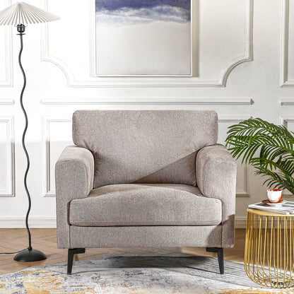 Accent Chair Set of 2, 37.8" Wide Linen Upholstered Living Room Armchairs, Modern Comfy Fabric Lounge Arm Chairs for Bedroom, Light Brown