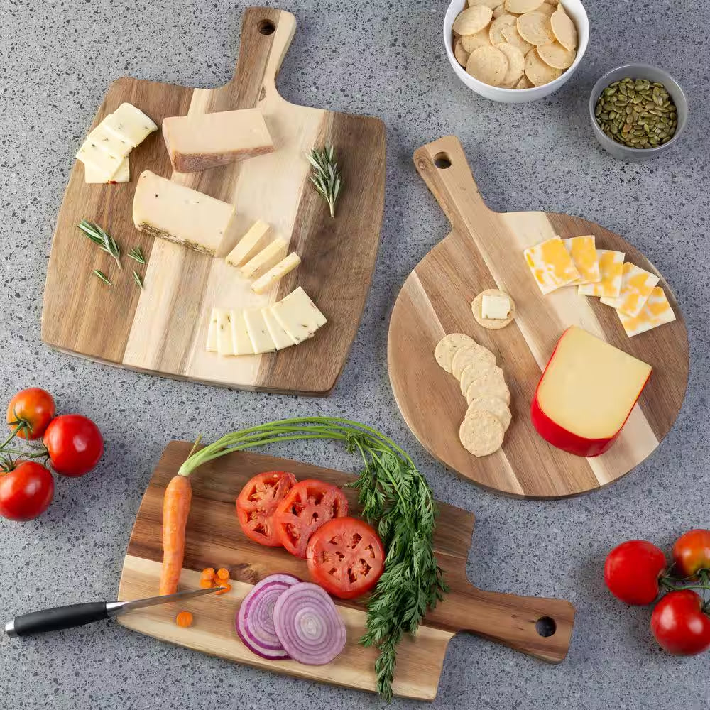 3-Piece Acacia Wood Cutting Board Set with Handles