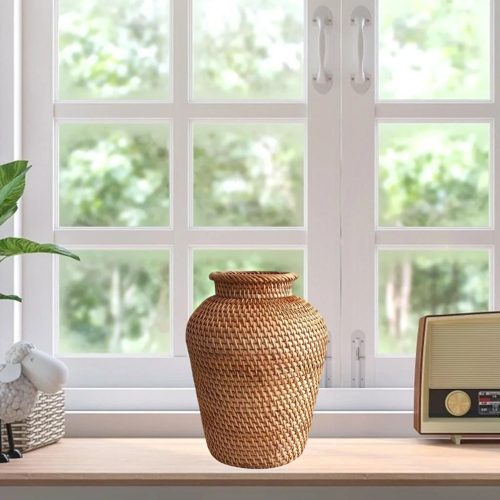 Rattan Vase Flower Pot Holder Plant Storage Wicker Vases Decor