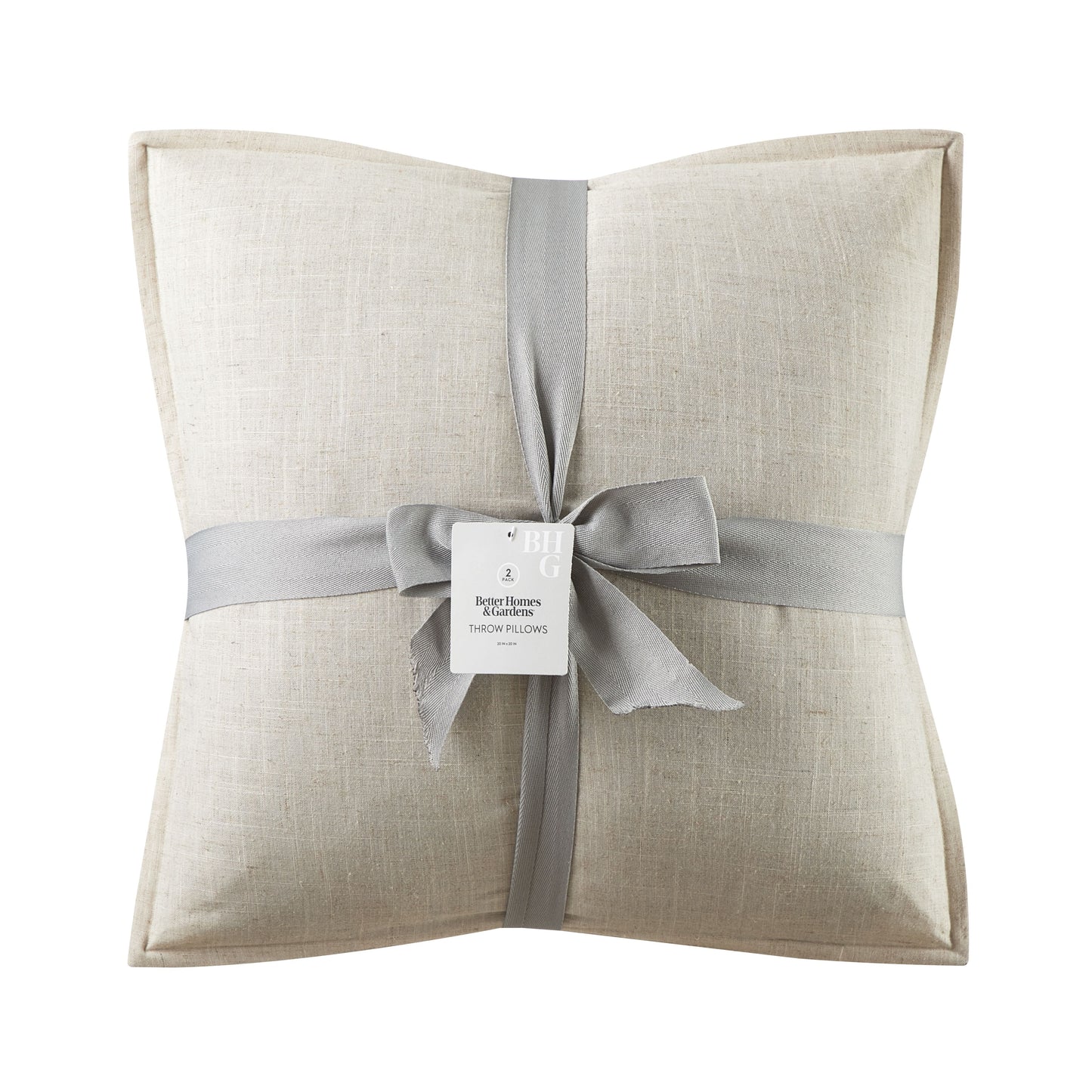 20"X20" 2-Pack Linen Decorative Pillows, Papyrus Beige