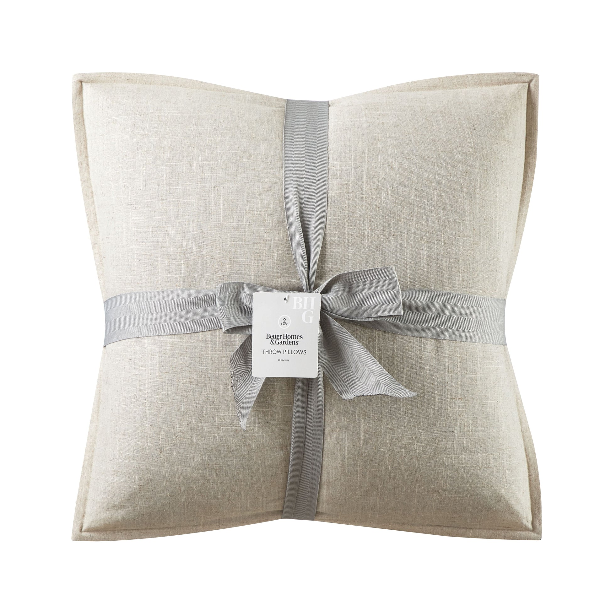 20"X20" 2-Pack Linen Decorative Pillows, Papyrus Beige