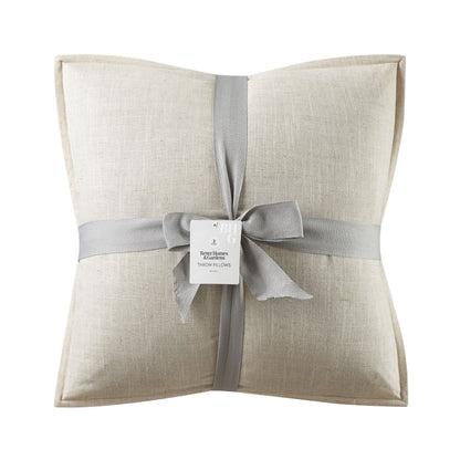 20"X20" 2-Pack Linen Decorative Pillows, Papyrus Beige