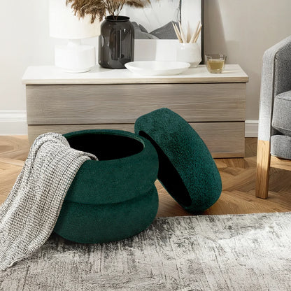 Boucle Cloud Storage Ottoman, Green