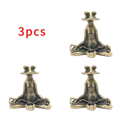 1-3 Count/Pcs Retro Copperware Incense Socket Zen Frog Ornaments Solid Pure Copper Frog Tea Pet Incense Holder Home Office Desktop Ornament Decoration Christmas Gift