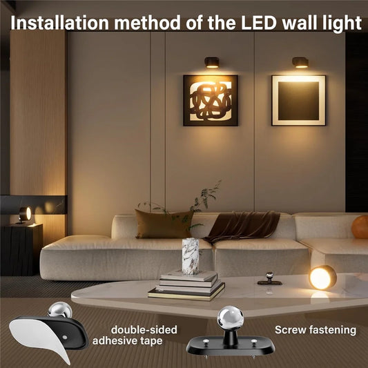 Battery Operated Wall Sconce, Rechargeable LED Wall Mounted Lights with Remote, Touch and 360° Rotate Dimmable, Magnetic Wall Sconce Lamp 3 Colors for Bedroom Bedside
